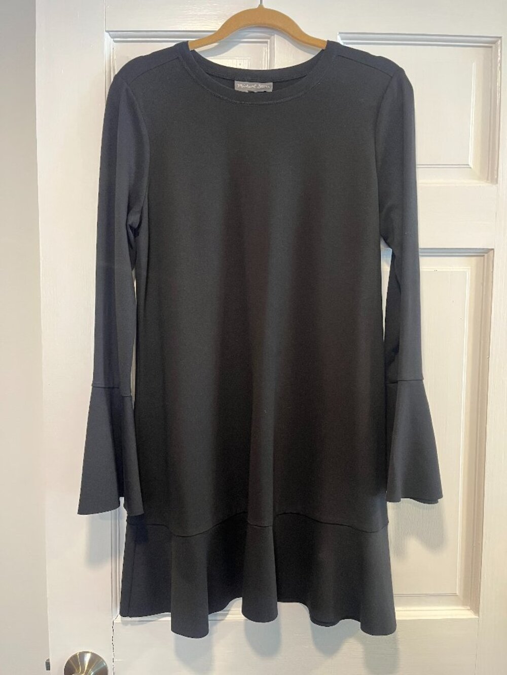 Michael Stars Black Mixed Media Shine Sleeve Dress - Scoop Neck - Size M